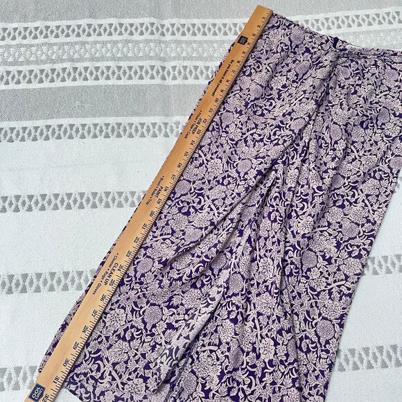 Zara Boho Purple Floral Print Sarong Wrap Skirt Women's S Flowy Midi Cottagecore - Picture 3 of 8